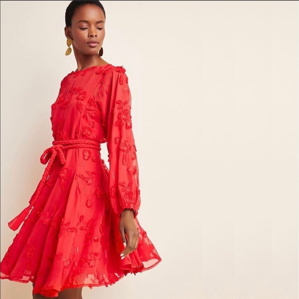 COPY - Red Anthropologie (MareMare brand) dress with belt